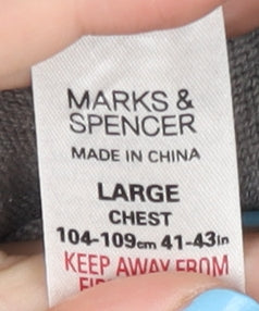 Marks & Spencer Men's Grey Striped Pullover Jumper L