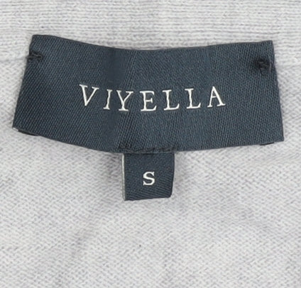 Viyella Women's Grey Open Front Cardigan S Merino Wool