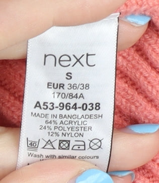 Next Women's Pink V-Neck Cable-Knit Pullover Jumper S