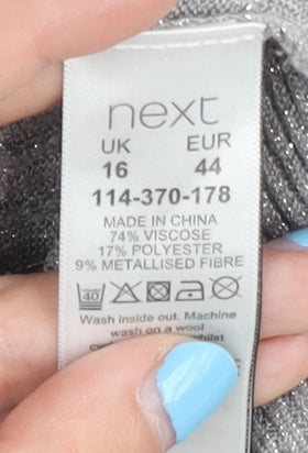 Next Women's Grey V-Neck Jumper - Size 16
