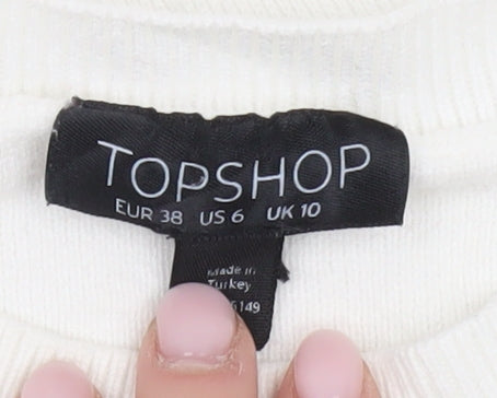 Topshop White Pullover Jumper UK 10 Women