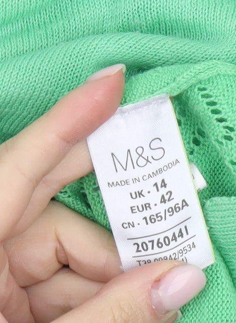 Marks & Spencer Green Pullover Jumper, Size 14