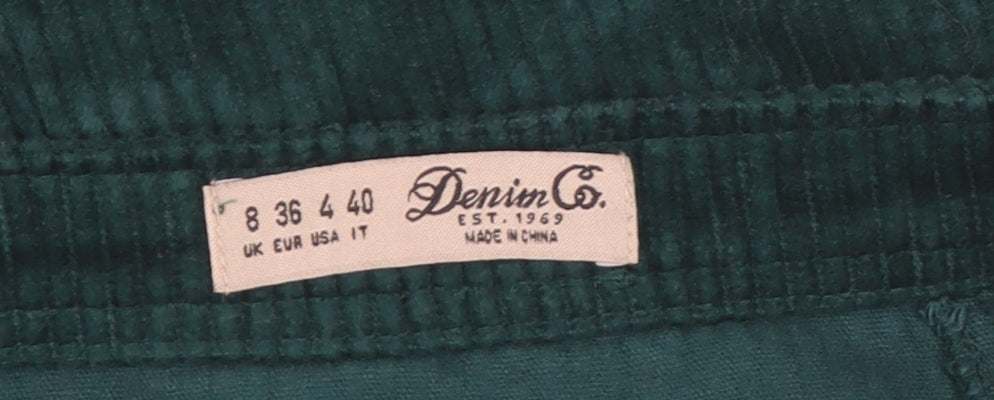 Denim Co. Women's Green Corduroy A-Line Skirt, Size 8