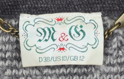 M&Co Women's Grey Wool Alpaca Geometric Jacket Size 12