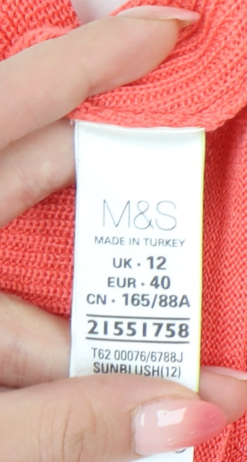 Marks & Spencer Women's Pink V-Neck Pullover, Size 12, Casual Knit