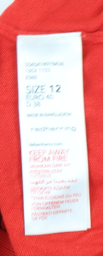 Red Herring Women's Full Zip Jumper - Red Size 12