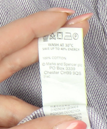 Marks & Spencer Men's Striped Shirt, M, Multicoloured