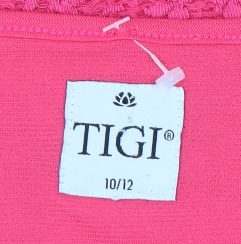 TIGI Women's Pink Floral Lace T-Shirt Size 10