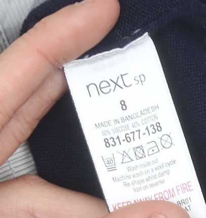 Next Women’s Blue Crew Neck Polka Dot Hem Jumper Size 8