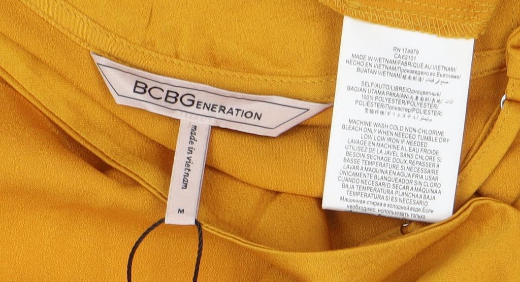BCBGeneration Women's Yellow M Hi-Low Halter Slip Dress