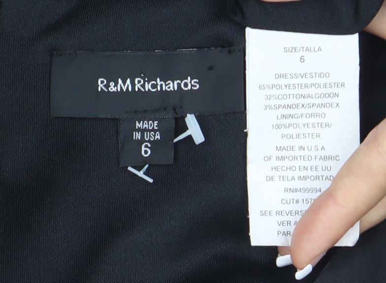 R&M Richards Women's Black Size 10 Sheath Knee Length Party Dress