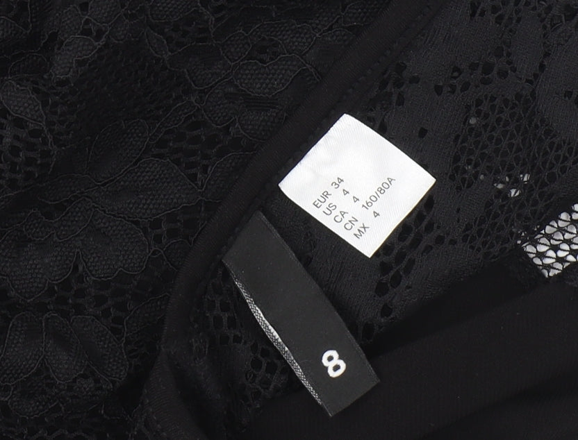 H&M Women’s Black Size 6 Fit & Flare Lace Cut Out Party Dress