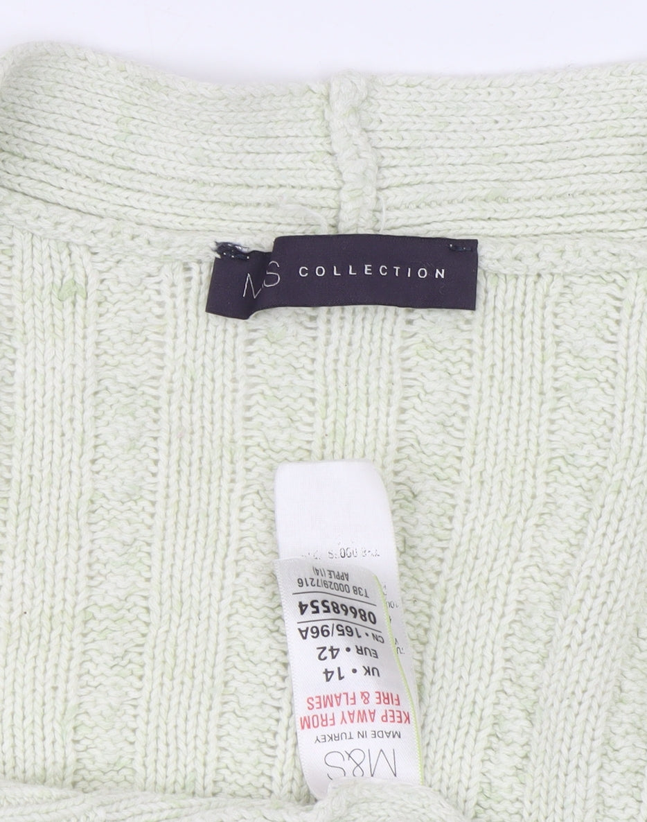 Marks & Spencer Women’s Green Size 14 Cable-Knit Cardigan