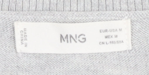 Mango Women’s Grey V-Neck Knit Jumper UK 12 Raglan Sleeve Casual