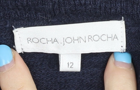Rocha John Rocha Women's Blue Size 12 Open Front Cardigan Knit Lightweight