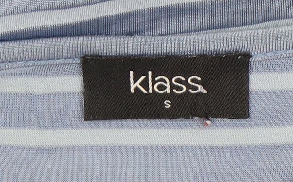 Klass Women's Blue Striped Scoop Neck T-Shirt Size S