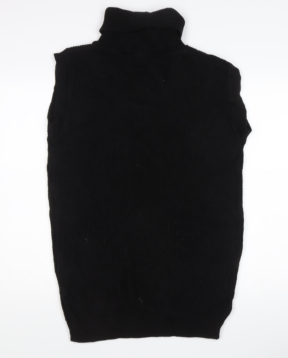 Nana Women’s Black Sleeveless Roll Neck Rib-Knit Jumper Size S