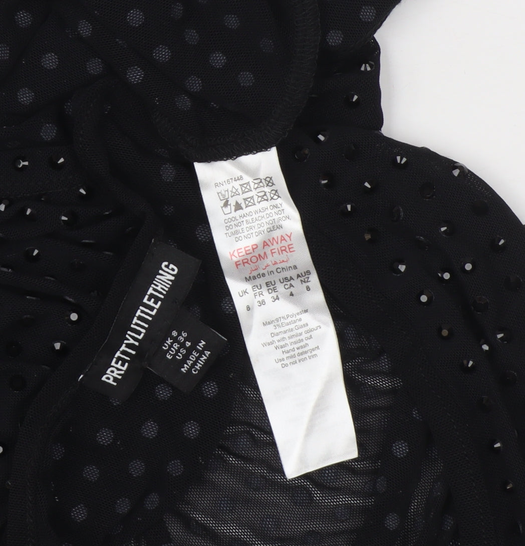 PRETTYLITTLETHING Women's Black Size 6 Bodycon Party Dress