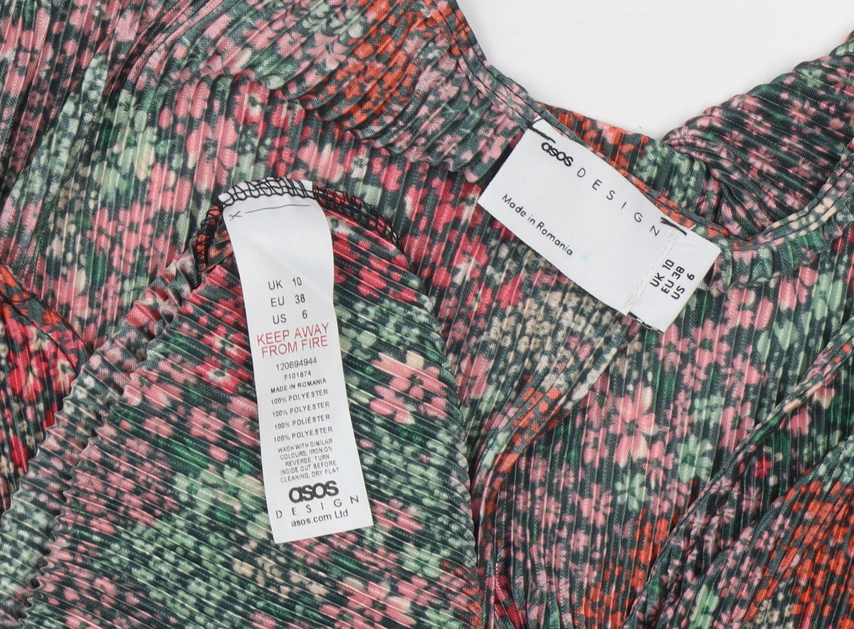ASOS DESIGN Women's Multicoloured Floral Fit & Flare Dress Size 10