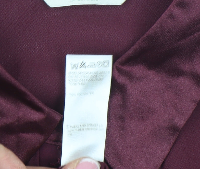 Marks & Spencer Women’s Purple Beaded Collared Button-Up Shirt Size 18