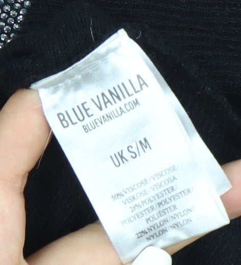 Blue Vanilla Women’s Black Beaded Star Leopard Jumper S