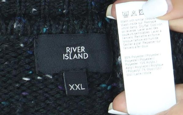 River Island Women’s Black Wool Blend Chunky Knit Jumper 2XL