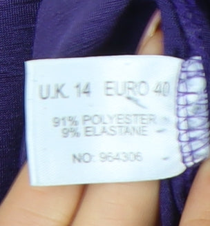 Minuet Women’s Purple Jersey Bolero Blouse UK 14 3/4 Sleeve Stretch