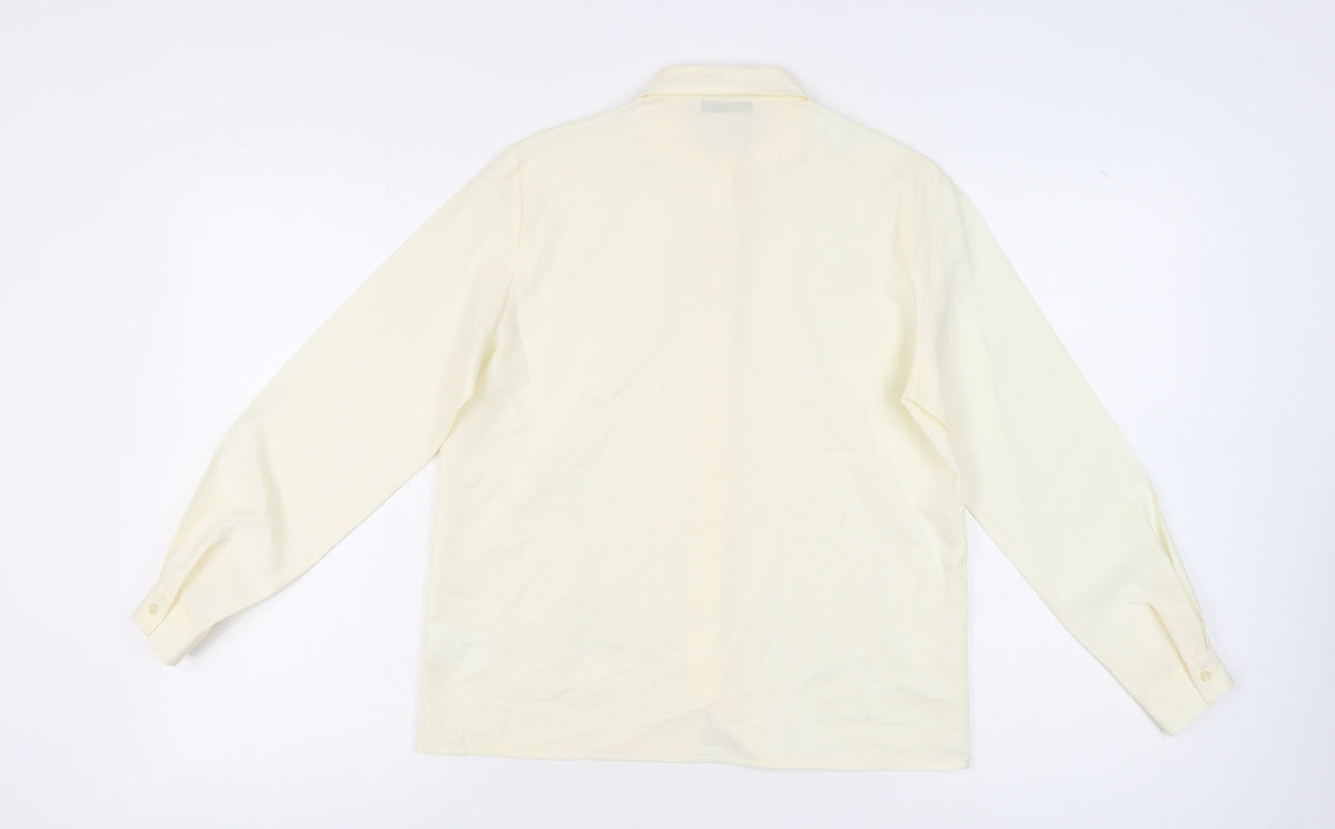Eastex Women Ivory Size 10 Button-Up Collared Long Sleeve Shirt