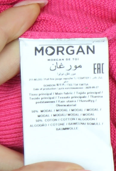 Morgan Women’s Pink XS 3/4 Sleeve Scoop Neck Pullover Jumper