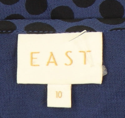East Women’s Blue Polka Dot Viscose Shift Dress Size 10 3/4 Sleeve