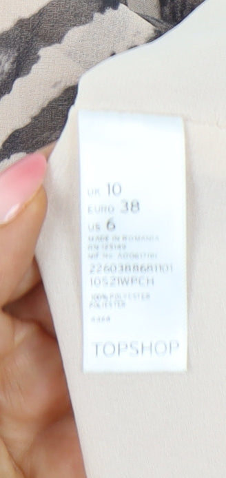Topshop Women’s Beige Animal Print Blouson Dress Size 10