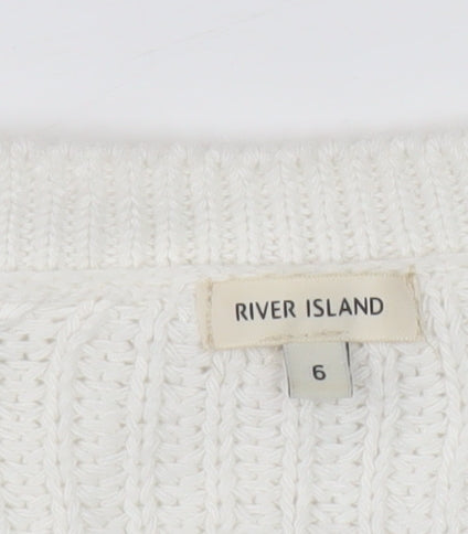 River Island Women’s Ivory Size 6 Scoop Neck Chunky Knit Jumper