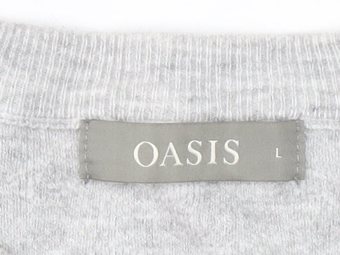 Oasis Women's Grey Crew Neck Long Sleeve Pullover Jumper L