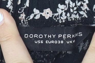 Dorothy Perkins Women’s Black Geometric Midi A-Line Off Shoulder Dress Size 10