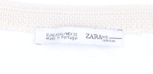 Zara Women Ivory Floral Short Sleeve Regular Fit T-Shirt Size 8