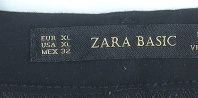 Zara Basic Women's Black XL Slim Fit Tapered Trousers with Zips