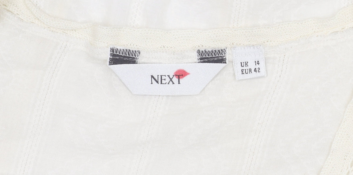 Next Women Ivory Cotton Cropped Blouse Size 14 Summer Casual