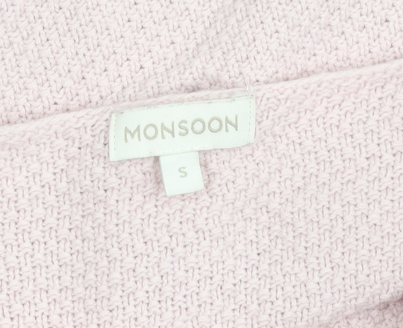Monsoon Womens Pink Boat Neck Alpaca Blend Jumper Size S