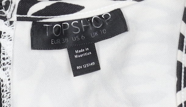 Topshop Women’s Black Animal Print Size 10 A-Line Halter Mini Dress
