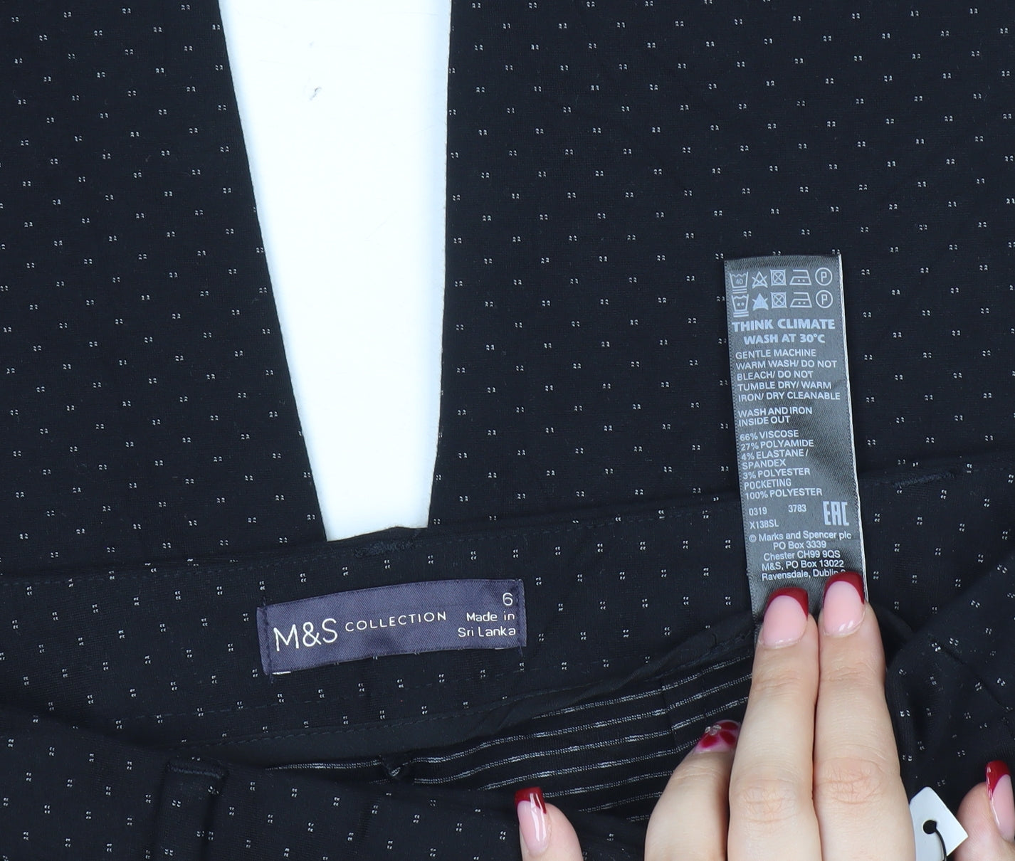 Marks and Spencer Women’s Black Polka Dot Slim Trousers Size 6