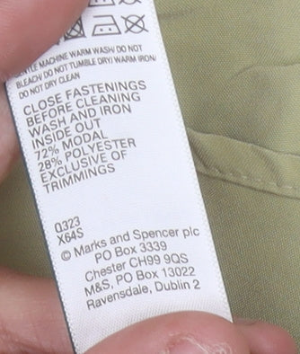 Marks & Spencer Women Beige Size 10 Modal Blend Button-Up Shirt