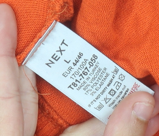 NEXT Women's Orange Crew Neck Pullover Jumper Size L 3/4 Sleeve