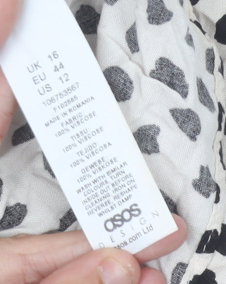 ASOS DESIGN Womens Beige Animal Print Cropped Blouse Size 16