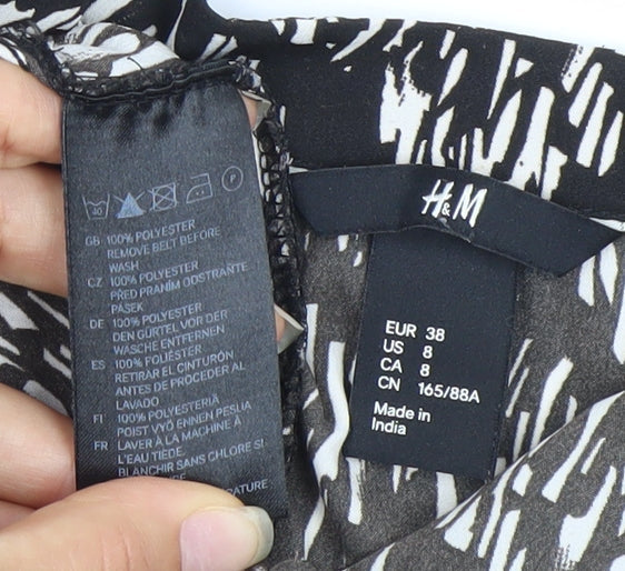 H&M Women’s Black Geometric Strapless Mini Dress UK 10 Summer Party Wear