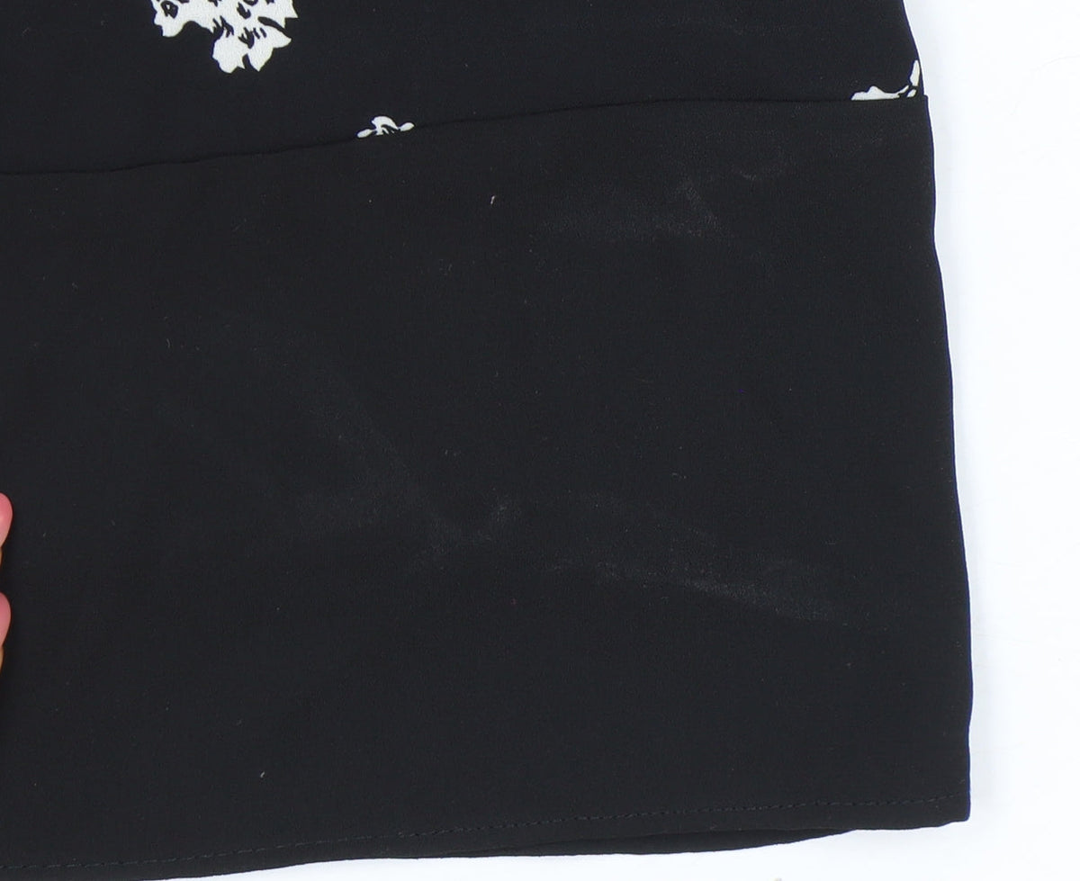 Damart Women’s Black Floral Shift Dress Size 18 Short Sleeve Knee Length