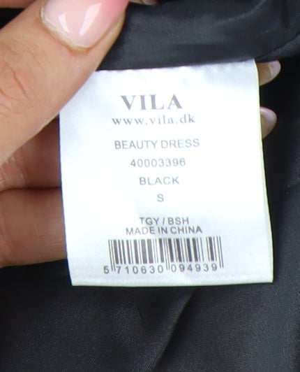 VILA Women’s Black Short Bodycon Bow Party Dress Size S