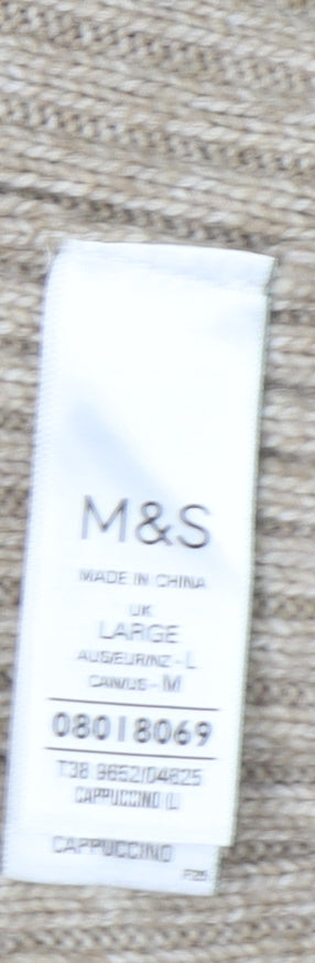 Marks & Spencer Women’s Beige Large Ribbed Crew Neck Pullover Jumper