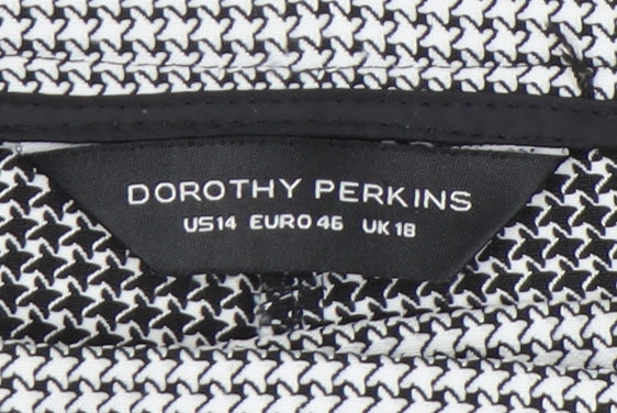 Dorothy Perkins Women's Black Houndstooth Slim Trousers Size 18