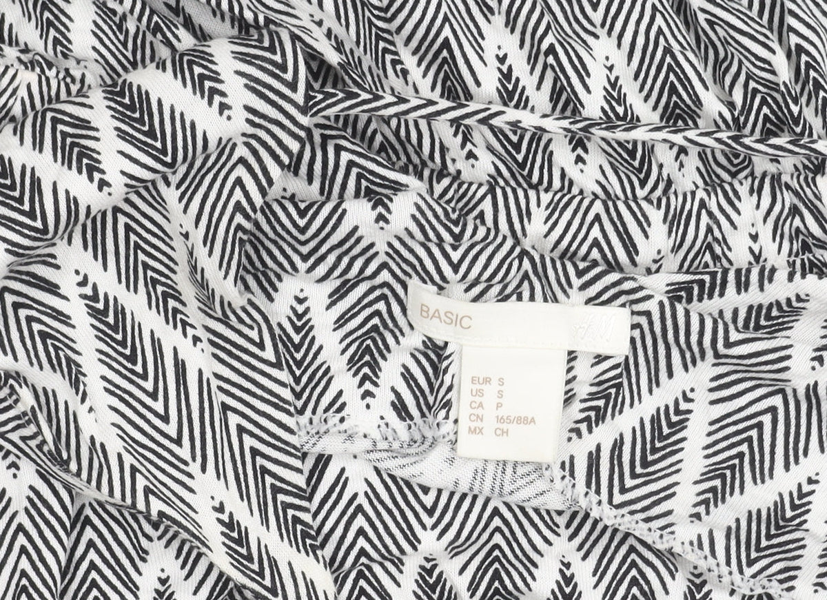 H&M Women’s Black Geometric V-Neck Sleeveless Playsuit Size 8