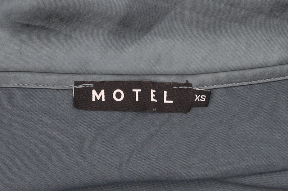 Motel Rocks Women’s Blue Satin XS Slip Dress Sleeveless Scoop Neck Short